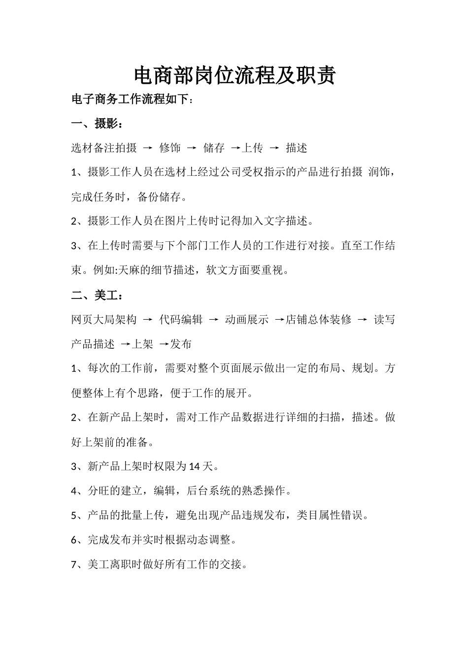 电商部岗位流程及职责_第1页