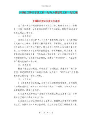 乡镇社区矫正年度工作计划与乡镇禁毒工作计划汇编