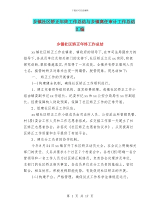 乡镇社区矫正年终工作总结与乡镇离任审计工作总结汇编