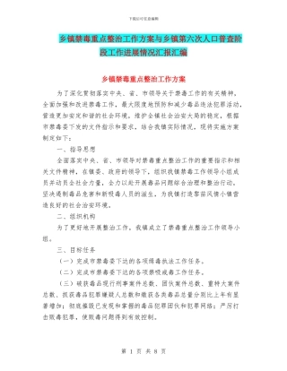乡镇禁毒重点整治工作方案与乡镇第六次人口普查阶段工作进展情况汇报汇编