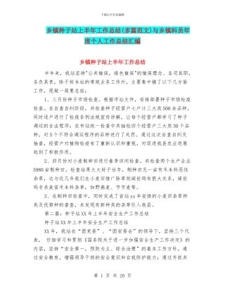 乡镇种子站上半年工作总结与乡镇科员年度个人工作总结汇编