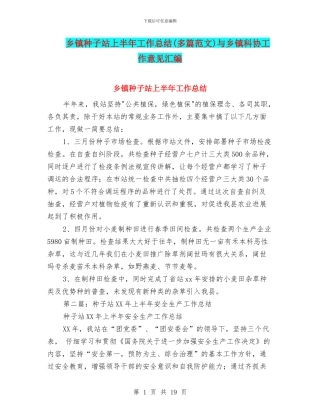 乡镇种子站上半年工作总结与乡镇科协工作意见汇编