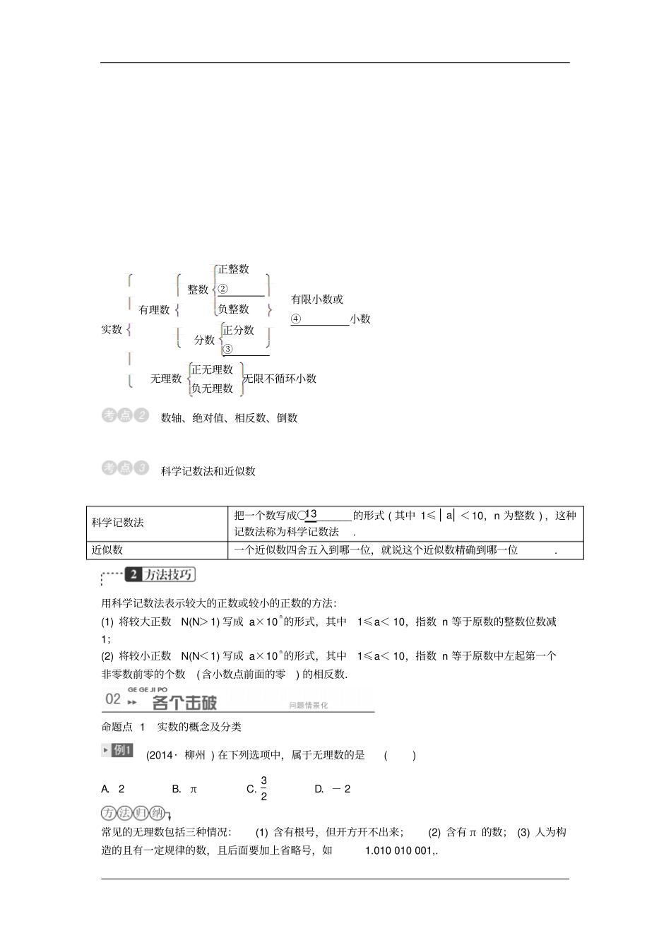 中考数学专题复习集训：第1讲+实数的有关概念人教版含答案_第2页