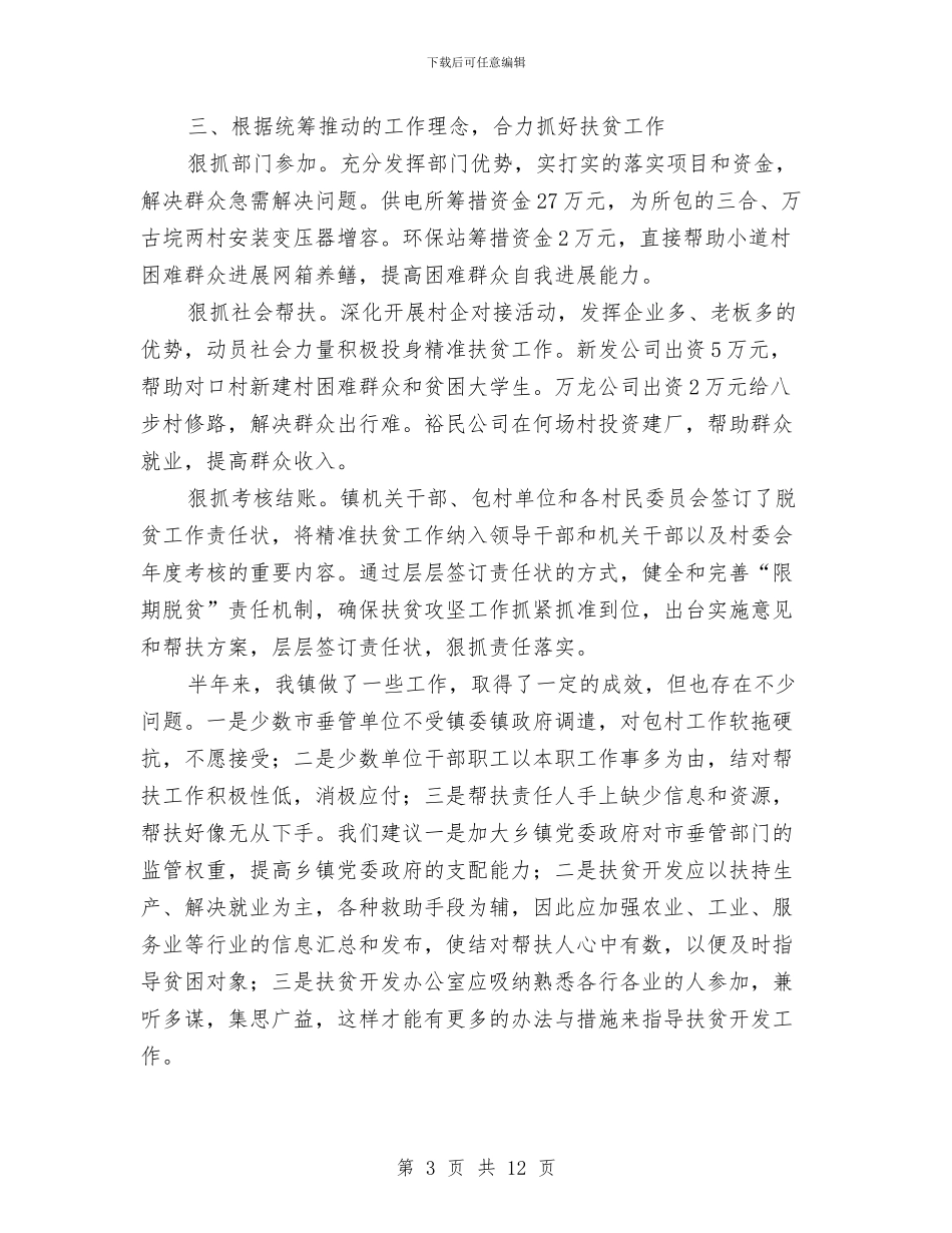 乡镇精准扶贫上半年工作总结与乡镇精准扶贫工作年度总结汇编_第3页