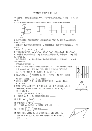 中考数学习题及答案二剖析