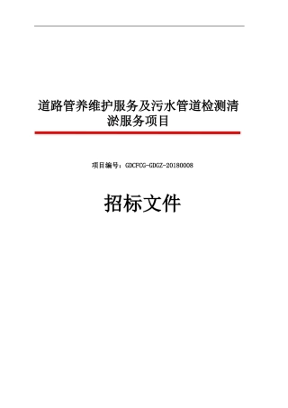道路管养维护服务及污水管道检测清淤服务项目