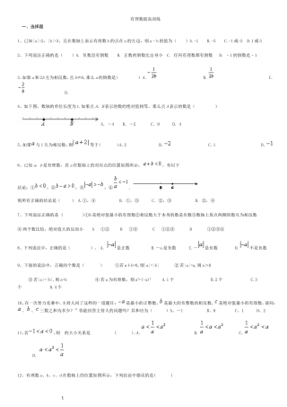 初一有理数提高练习题及答案