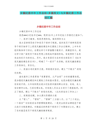 乡镇纪委半年工作总结与乡镇纪委工作总结汇编