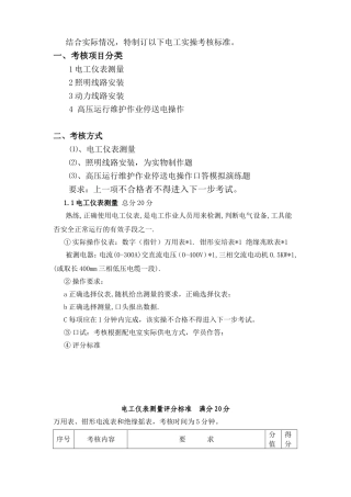 电工实操考核标准