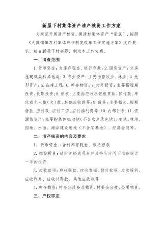 村清产核资工作方案