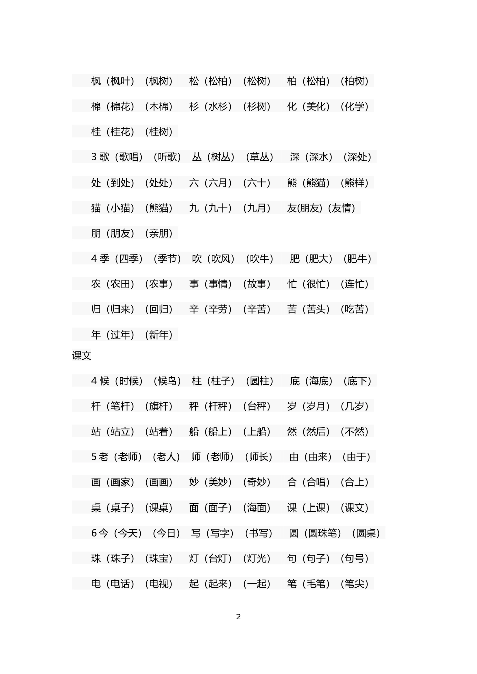 部编版二年级语文上册生字组词汇总_第2页