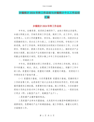 乡镇统计2024年终工作总结与乡镇统计个人工作总结汇编