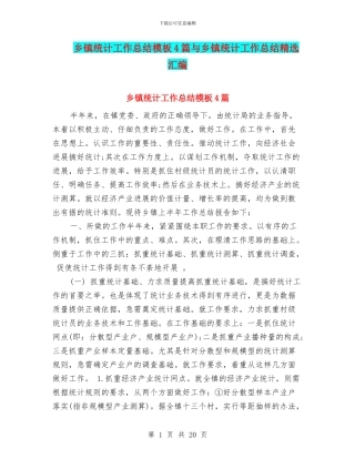 乡镇统计工作总结模板4篇与乡镇统计工作总结精选汇编
