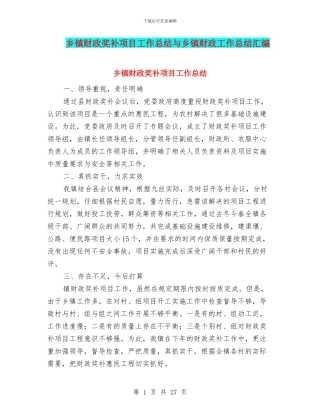 乡镇财政奖补项目工作总结与乡镇财政工作总结汇编