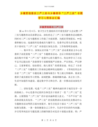 乡镇贯彻落实三严三实与乡镇领导“三严三实”专题学习心得体会汇编