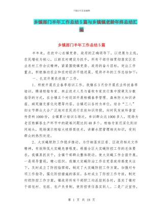 乡镇部门半年工作总结5篇与乡镇镇老龄年终总结汇编