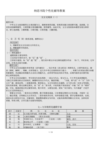 中考文言文阅读实词复习