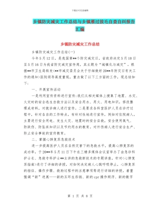 乡镇防灾减灾工作总结与乡镇雁过拔毛自查自纠报告汇编