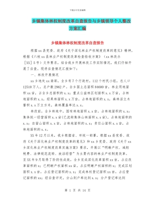 乡镇集体林权制度改革自查报告与乡镇领导个人整改方案汇编