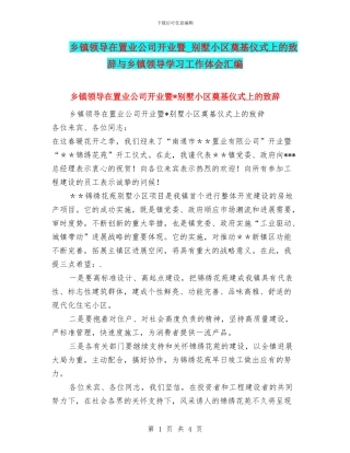 乡镇领导在置业公司开业暨