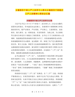 乡镇领导干部三严三实学习心得与乡镇领导干部践行三严三实精神心得体会汇编