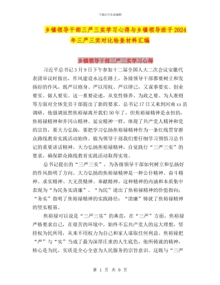 乡镇领导干部三严三实学习心得与乡镇领导班子2024年三严三实对照检查材料汇编
