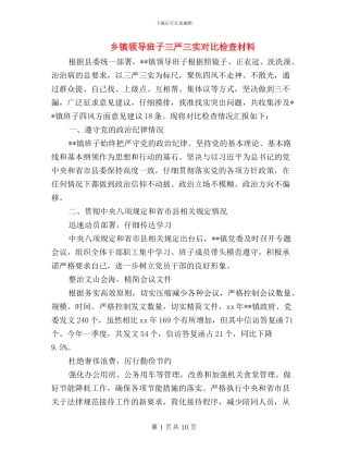 乡镇领导班子三严三实对照检查材料