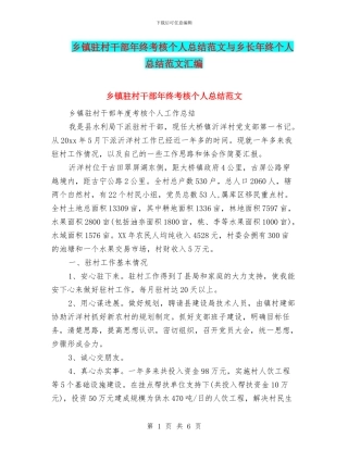 乡镇驻村干部年终考核个人总结范文与乡长年终个人总结范文汇编