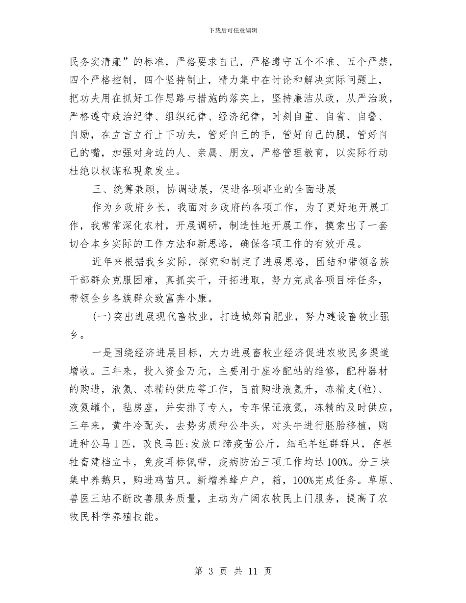 乡长年终述职述廉报告与乡长思想工作总结汇编_第3页