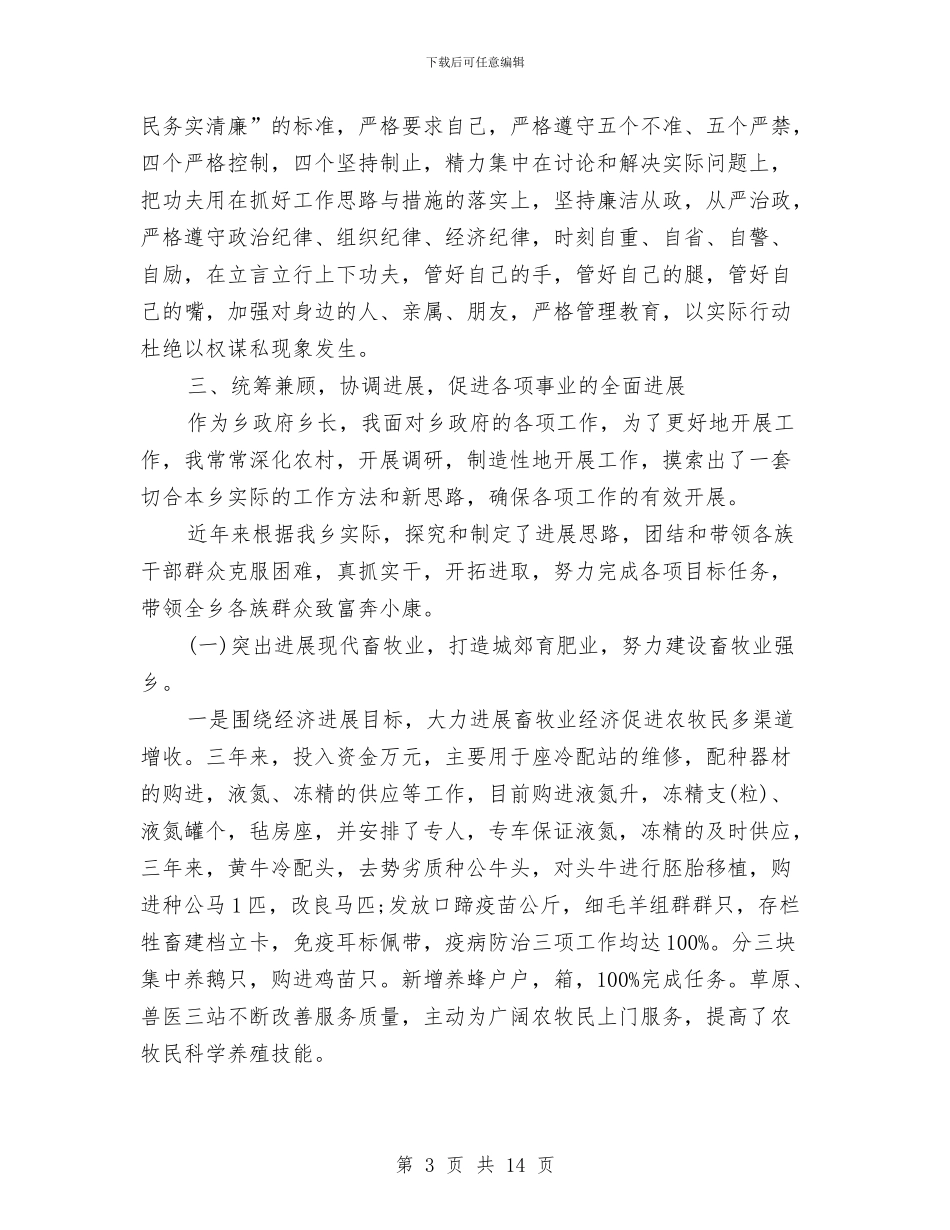 乡长年终述职述廉报告与乡长素质提升履职报告汇编_第3页