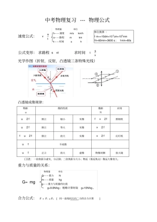 中考物理公式