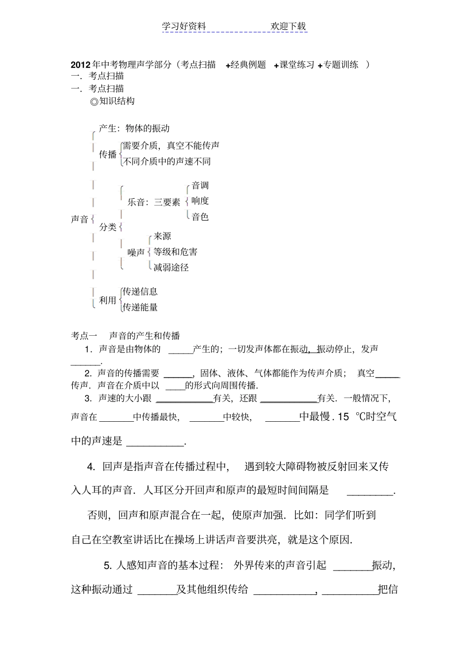 中考物理声现象专题_第1页