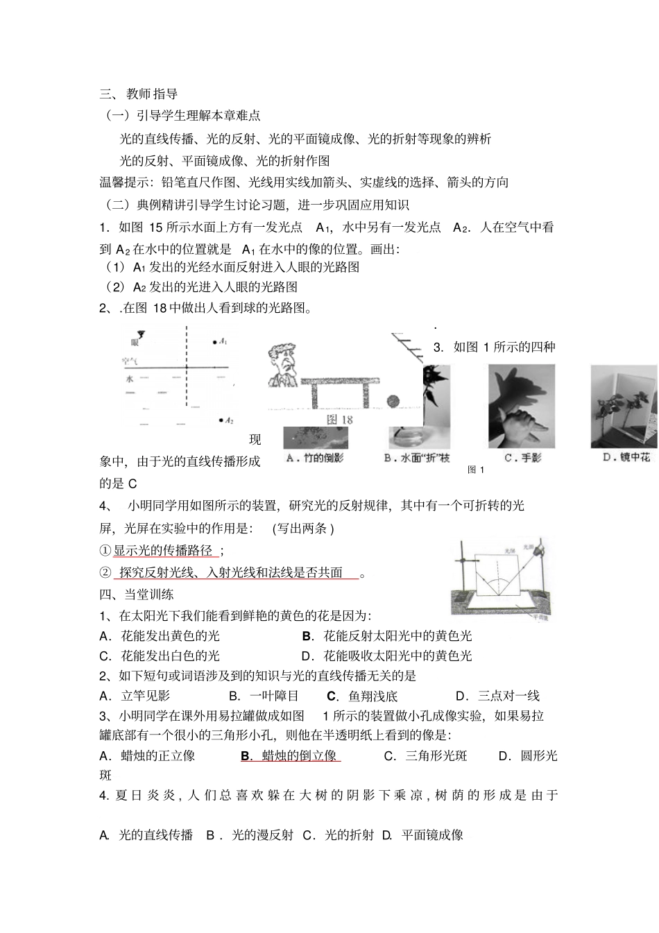 中考物理复习学案光现象_第2页