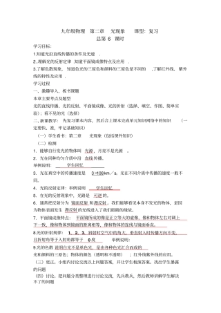 中考物理复习学案光现象