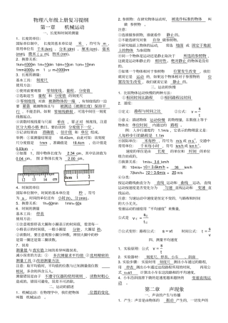 中考物理复习系列一八年级上册复习提纲