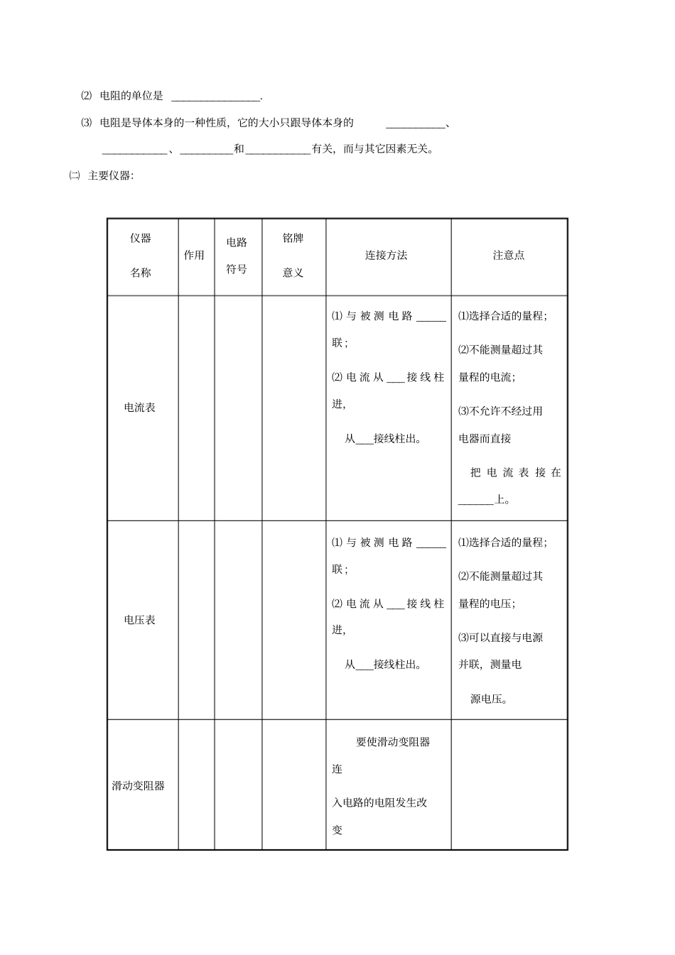 中考物理总复习提纲含对应练习题电流电压电阻_第2页