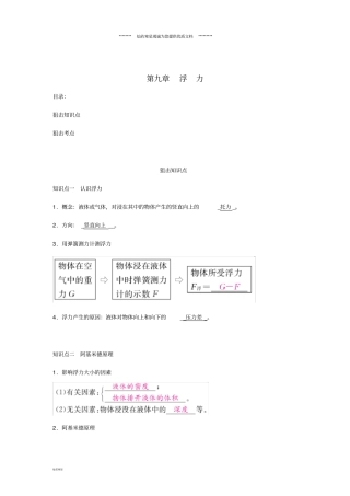 中考物理总复习浮力