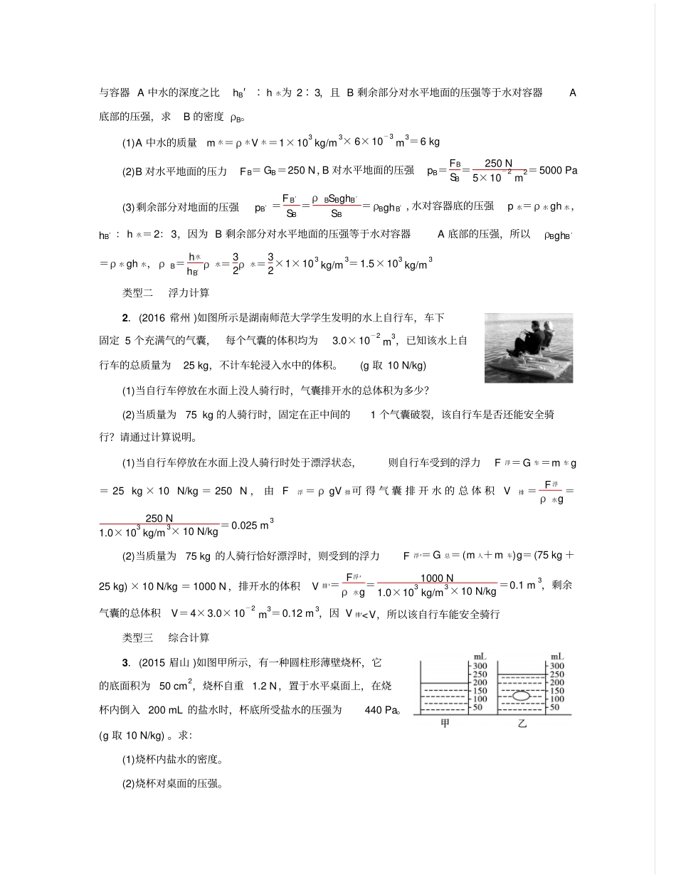 中考物理河南地区总复习微专题三压强、浮力的综_第2页