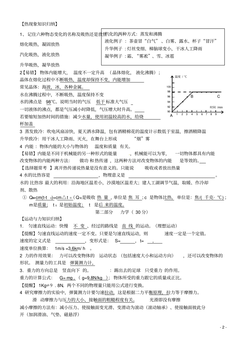 中考物理知识点归纳复习剖析_第2页