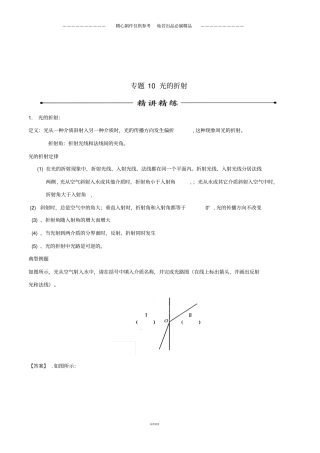 中考物理第期黄金知识点系列专题10光的折射3