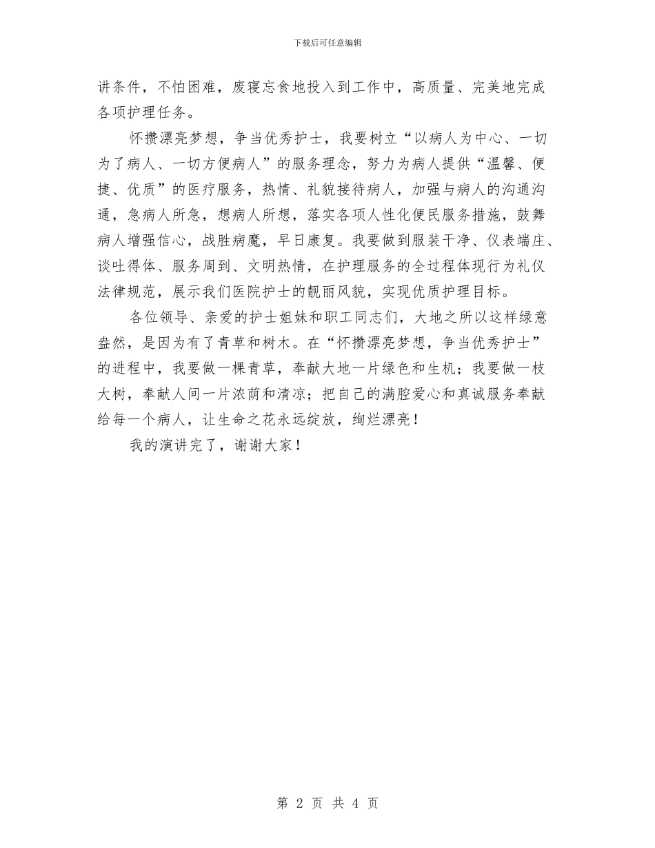 争当优秀护士演讲稿与争当四好少年演讲稿汇编_第2页