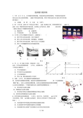 中考物理选择题专题训练