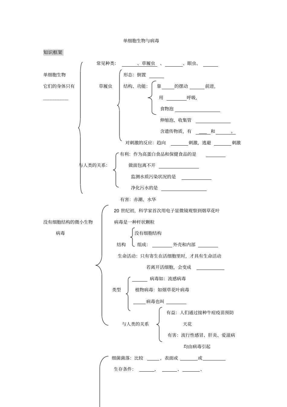 中考生物单细胞生物与病毒_第1页