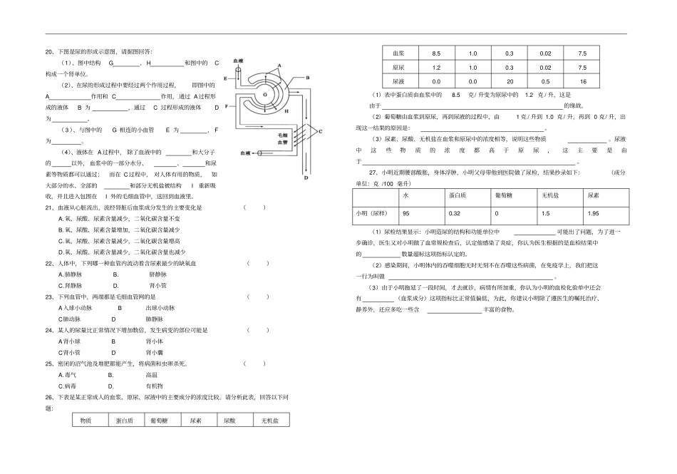 中考生物尿的形成和排出练习_第2页