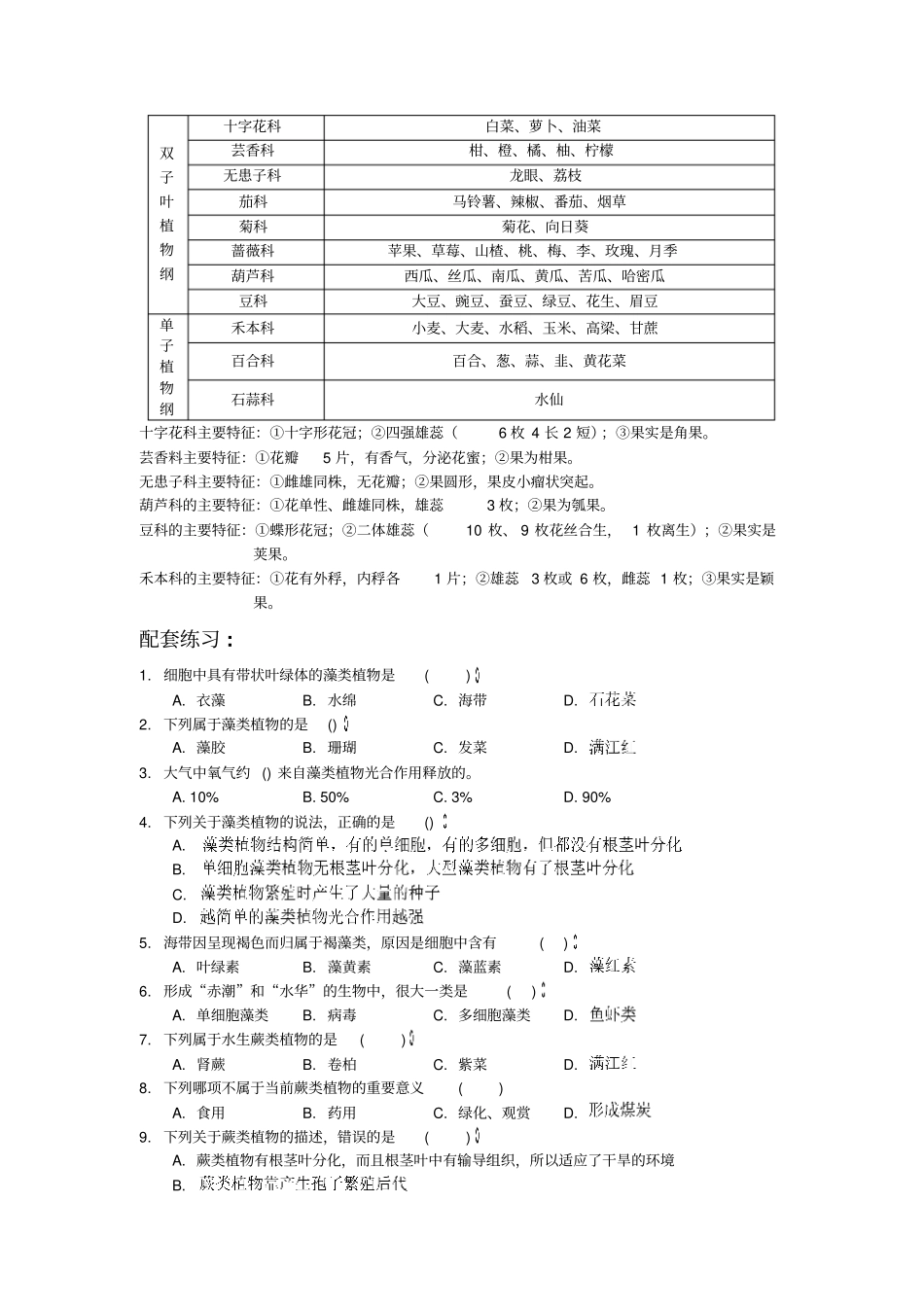 中考生物知识点汇总及复习题植物类群_第2页