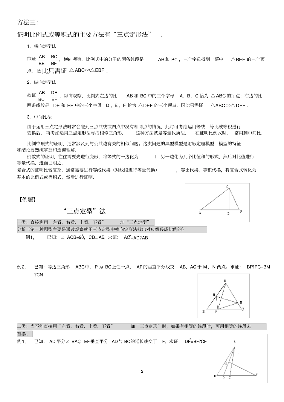 中考相似和全等三角形总结分类,推荐文档_第2页