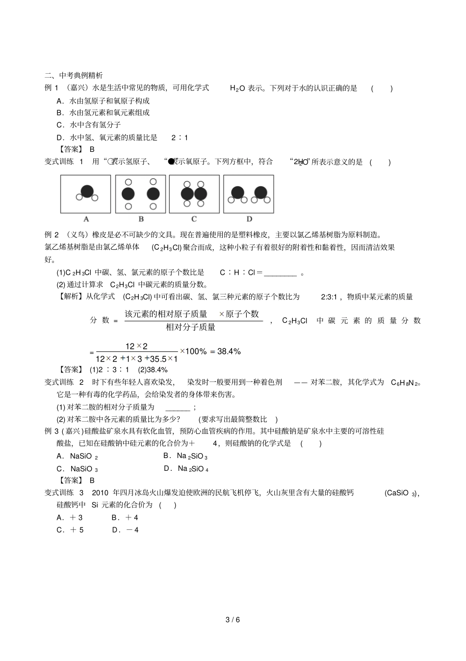 中考科学总复习专题-化学式和化合价_第3页