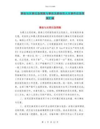 事故与灾害应急预案与事故及群体性火灾事件应急预案汇编