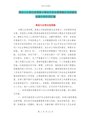 事故与灾害应急预案与事故应急处理预案在电网事故处理中的作用汇编