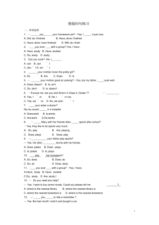 中考英语二轮专项复习一般疑问句